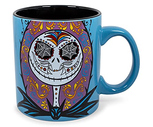 Nightmare Before Christmas Jack & Sally Day of the Dead Ceramic Coffee Mug - 20oz Oversized Drinkware