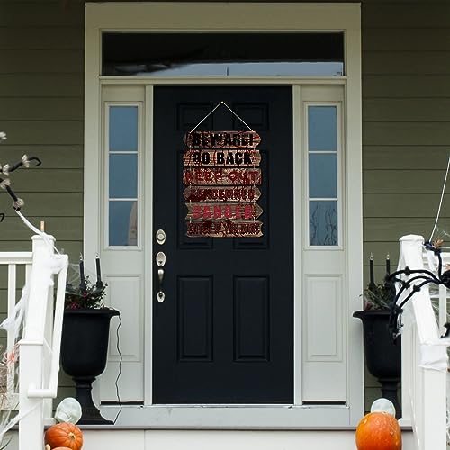 Halloween Wooden Door Sign Set - Bloody Scary Hanging Decor for Halloween