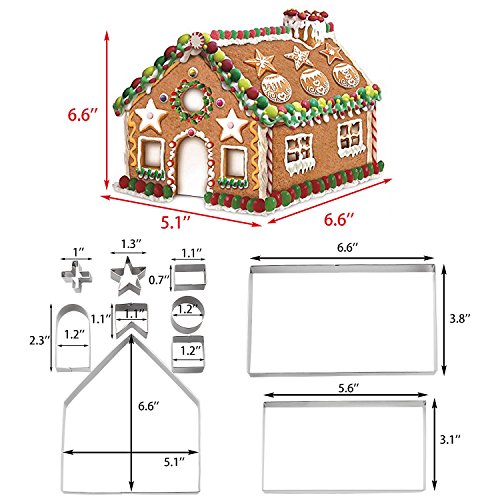 3D Gingerbread House Cookie Cutter Set - 10-Piece Holiday Baking Kit