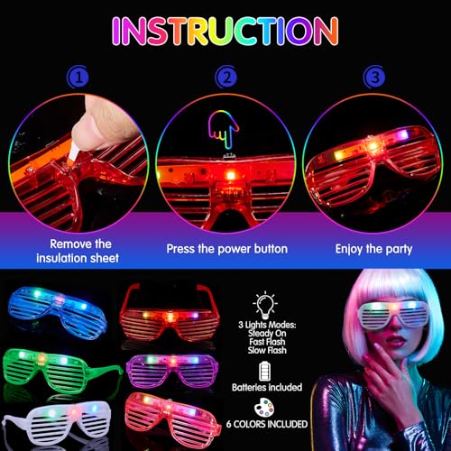 Neon Party Supplies Glow in the Dark Party Favors for Hora Loca Carnival - Neon Hats & Glasses 60 PCS