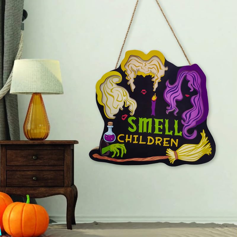 Halloween Door Decorations B - Wooden Pumpkin & Ghost Hanging Sign for Front Door & Wall