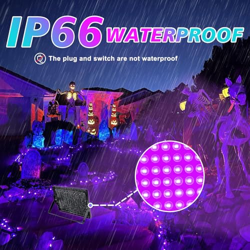 2 Pack 100W UV Black Lights for Glow Party Waterproof Stage Halloween Body Painting