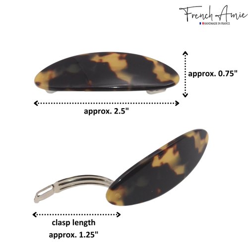 French Amie Oval Mini Silver Grey Opera Tokyo White Tokyo Amber Brown Ivory Set of 6 Onyx Handmade Celluloid Hair Clip Barrette for Girls (2.5 inch)