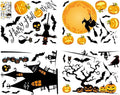Halloween Window Stickers - Yellow - 4 Sheets Indoor & Outdoor Decals, Party Decor
