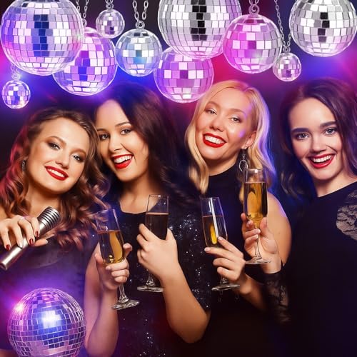 Mini Silver Disco Balls Set - 70 Pieces with 5 Sizes for 70s Party & Event Decor