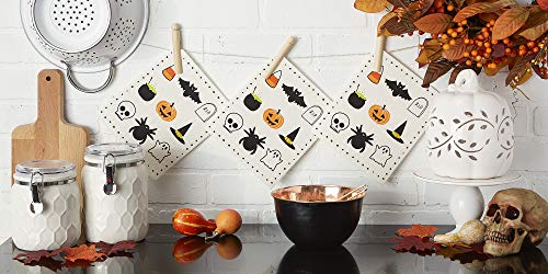 Swedish Dishcloths Spooky Pattern Set of 3 - Reusable & Eco-Friendly, 7.75 x 6.75 inches