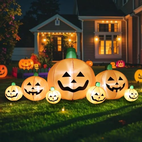 Halloween Inflatable Pumpkins with LED Lights - 8.7 Ft Yard Decoration for Garden & Lawn
