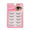 False Eyelashes Strip Cross Black Thin Band 7-14mm Natural Curl - 5 Pairs JM-WET5BK