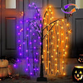 Lighted Halloween Tree 4 FT Black & Purple Orange Spooky Willow Outdoor Decor