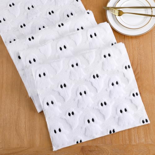 Ghost Table Runner Faux Fur Plush Fabric Halloween Decoration - 13x48 Inch