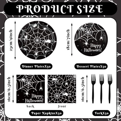 Halloween Party Disposable Plates, Napkins & Forks Set - 200 Pieces