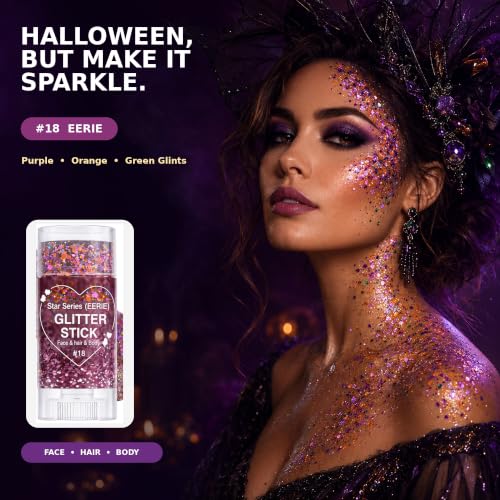 Body Glitter Stick Set 6 Colors for Face, Body & Hair Festival Makeup