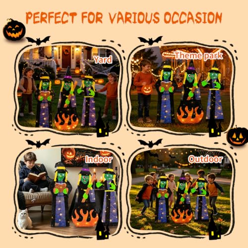 3 Pack 30-Inch Outdoor Lighted Witch Decorations - Halloween Yard Decor - Variation: 3PCS Witch Lights