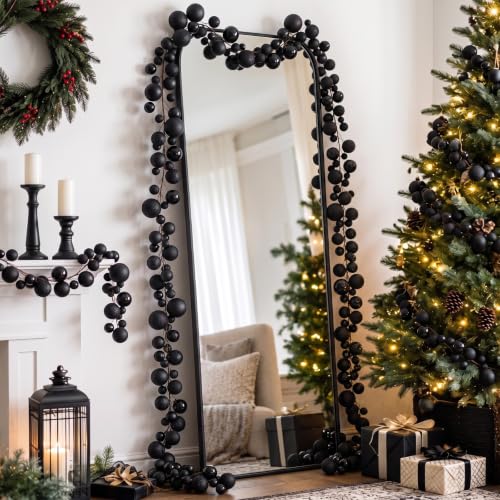 Black Christmas Garland 6 Ft Pack of 2 - Elegant Shimmering Holiday Decor