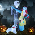 Inflatable Halloween Skeleton Couple & Dog Yard Decor with LED Lights - 6Ft