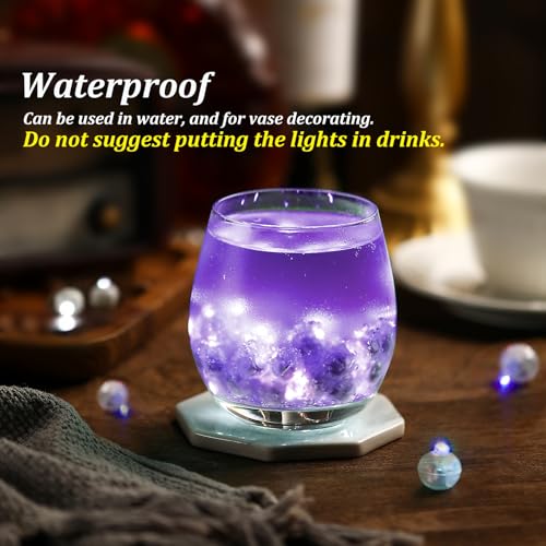 Mini Purple LED Balloon Lights 50PCS Waterproof Battery-Powered Decor