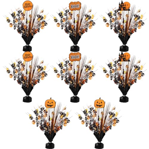 8 Pcs Halloween Foil Spray Centerpieces with Pumpkin & Castles - Orange Black