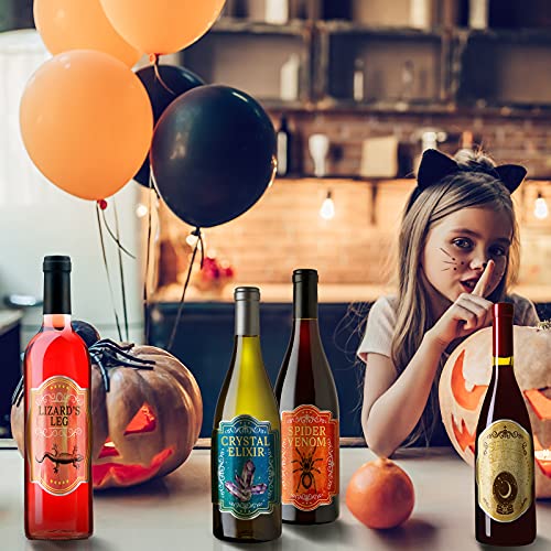 Halloween Apothecary Labels for Wine Bottles - 36 Styles, Removable Decals