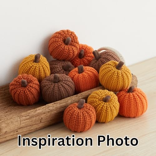 Mini Knit Pumpkins Set of 5 - Orange Autumn Fall Decor, 2.5 Inch