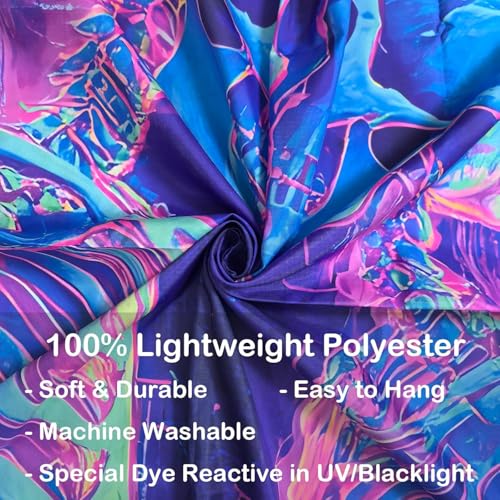 UV Reactive Skull Tapestry - Kissing Lovers Neon Wall Hanging 59" x 51"