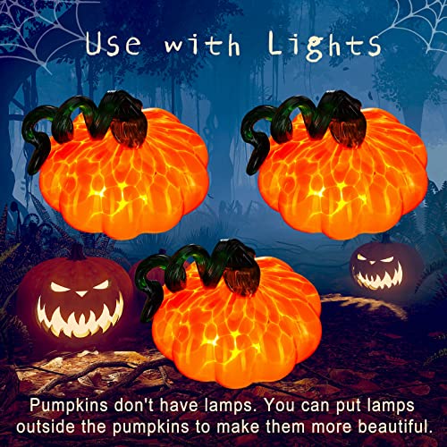 3-Pack 4-Inch Glass Pumpkin Centerpieces for Thanksgiving Halloween Decor