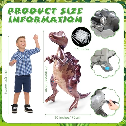 Classic 8 Pack Giant Inflatable Dinosaur Balloons - 25-39 Inches, Standing Party Decor