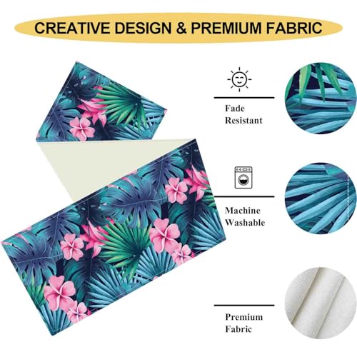 Tropical Table Runner - Drapeloft 13x90 Inch Floral Palm Leaves for Kitchen & Dining - Variation of THIS listing