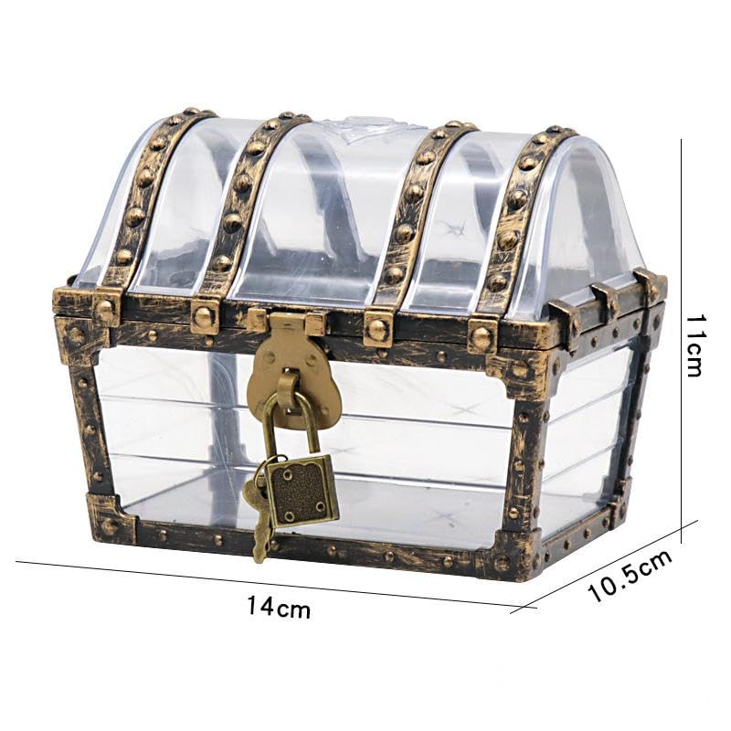 Vintage Pirate Treasure Chest with Lock and Key - Jewelry & Trinket Storage Box