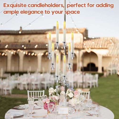 8 Arm Acrylic Candle Holder with LED Candles - 38.5 Inch Tall Home Decor Variation of With LED Candles / 1