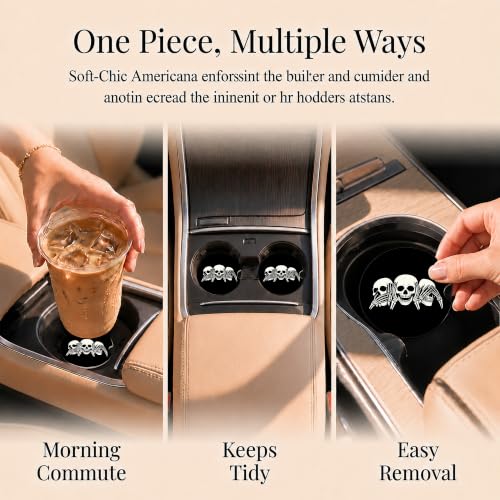 Gothic Car Coasters Set of 2 - Horror Skull Auto Accessories, Variation: Gothic