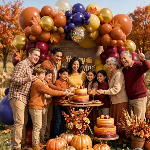 Fall Balloon Arch Kit for Birthday Party Thanksgiving Wedding Decorations - Burgundy Red Yellow Orange Purple