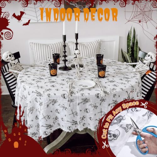 Skeleton Tablecloth Halloween Decorations - 85x108in Skull Cover - Variation of Skeleton Listing