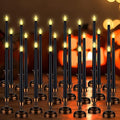 Retisee 24 Pcs 13-Inch Black Flameless LED Candles with Base - Halloween Decor
