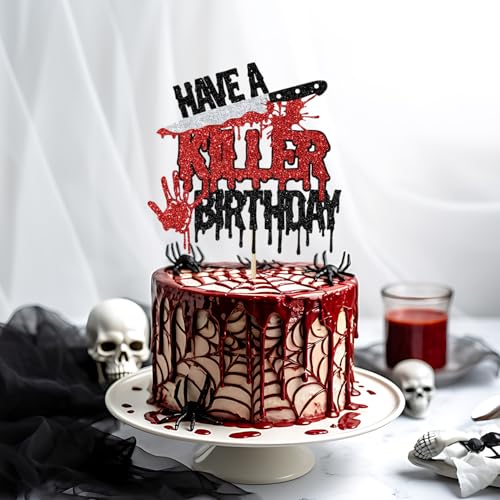 Halloween Zombie Vampire Cake Topper - Horror Party Decoration, 7 Inch Glitter Cake Decor