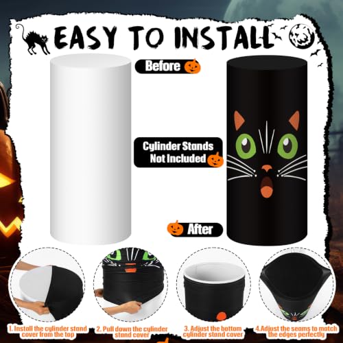 Halloween Cylinder Cover Wraps Set - Monster, White, Purple & Black, Stretchable Party Decor