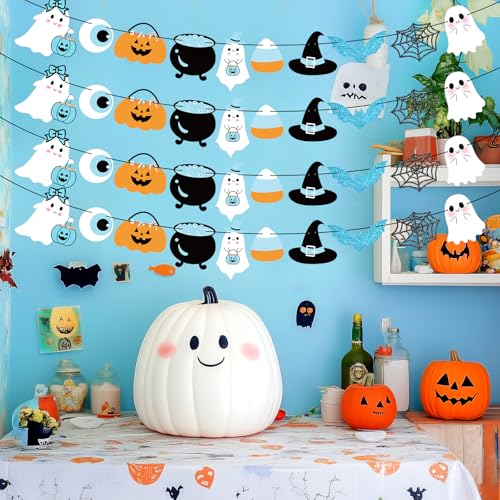 Halloween Ghost Banners Party Decorations 4pcs Indoor Outdoor Kids Spooky Decor