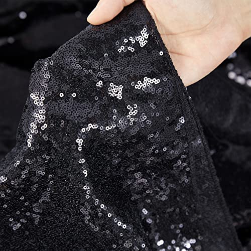 Black Sequin Round Tablecloth 120 Inch - Glitter Party Cover for Weddings Holidays