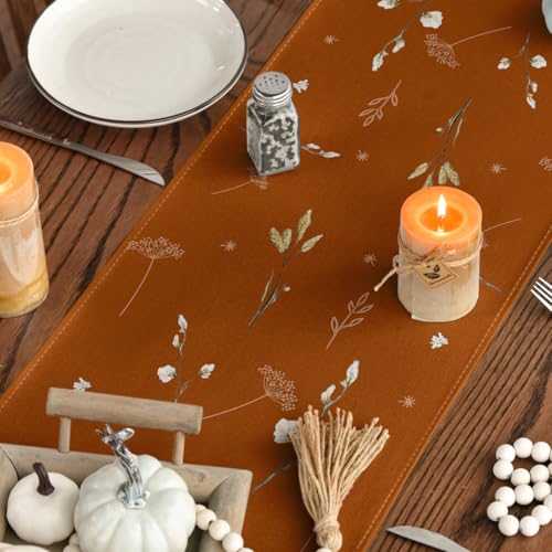 13x72 Inch Fall Table Runner - Bright Orange Polyester Home Decor
