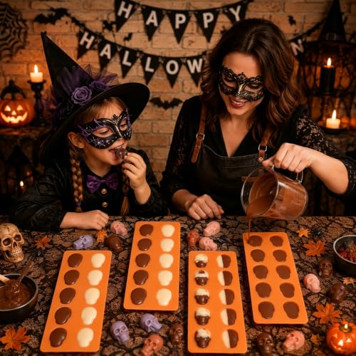 Halloween Skull Chocolate Molds - 4 Pack Small Skull Candy & Gummy Mold - Variation of THIS listing