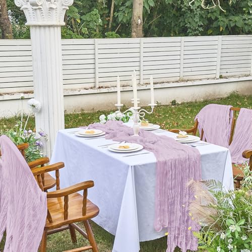 Lilac Cheesecloth Table Runner 10FT for Birthday Wedding Home Decor - Purple