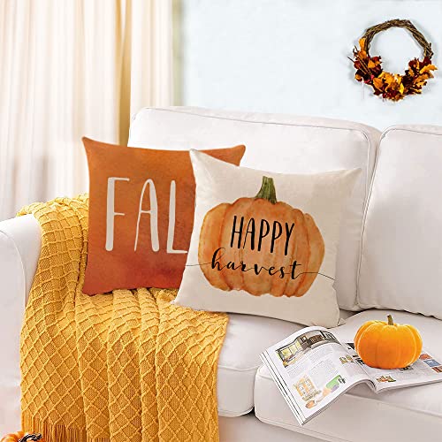 20x20 Inch Fall Pillow Cover Set of 4 Pumpkin Leaves Thanksgiving Decor