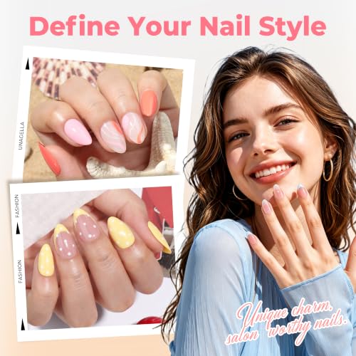 UNA GELLA Short Almond Nail Tips A1-Short Almond 450PCS Fake Acrylic Nails
