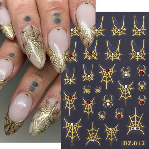 Halloween Nail Art Stickers - Rhinestones Spider Web Variation of Rhinestones Spider Web