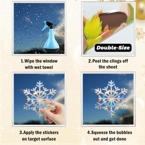 Christmas Snowflakes Window Clings - 89PCS Double-Sided Holiday Decorations