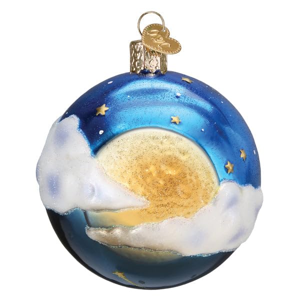 Moon & Star Glass Christmas Ornament - Handcrafted Holiday Tree Decoration