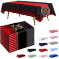 10 Pack Black and Red Disposable Tablecloths 54x108 Inches for Party Events