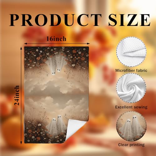 Halloween Wildflower Ghost Kitchen Towels - 22 Color Variations 16x24 Inches