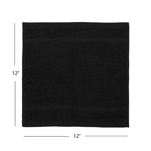 Avalon Towels Cotton Washcloths – (Pack of 60) Size 12x12 Inches, 100% Ring Spun Cotton, Soft & Absorbent Face Towels, Gym Towels, Hotel and Spa Quality, Reusable Fingertip Towels (Black)