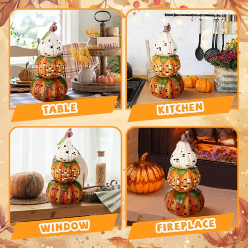 Fall Decorative Corn & Pumpkin Figurines for Home & Garden - 14 Inch Set