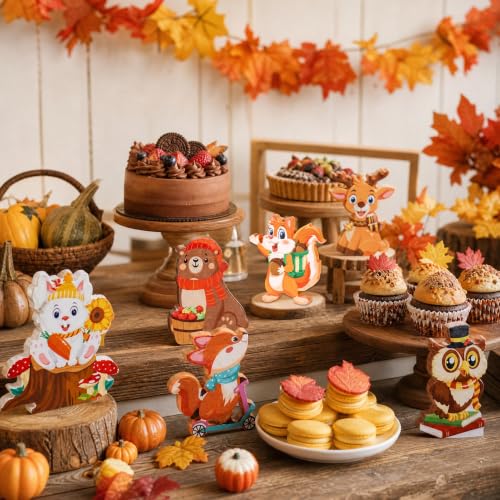 Fall Wooden Animal Decorations Set - Woodland Critters for Autumn Decor